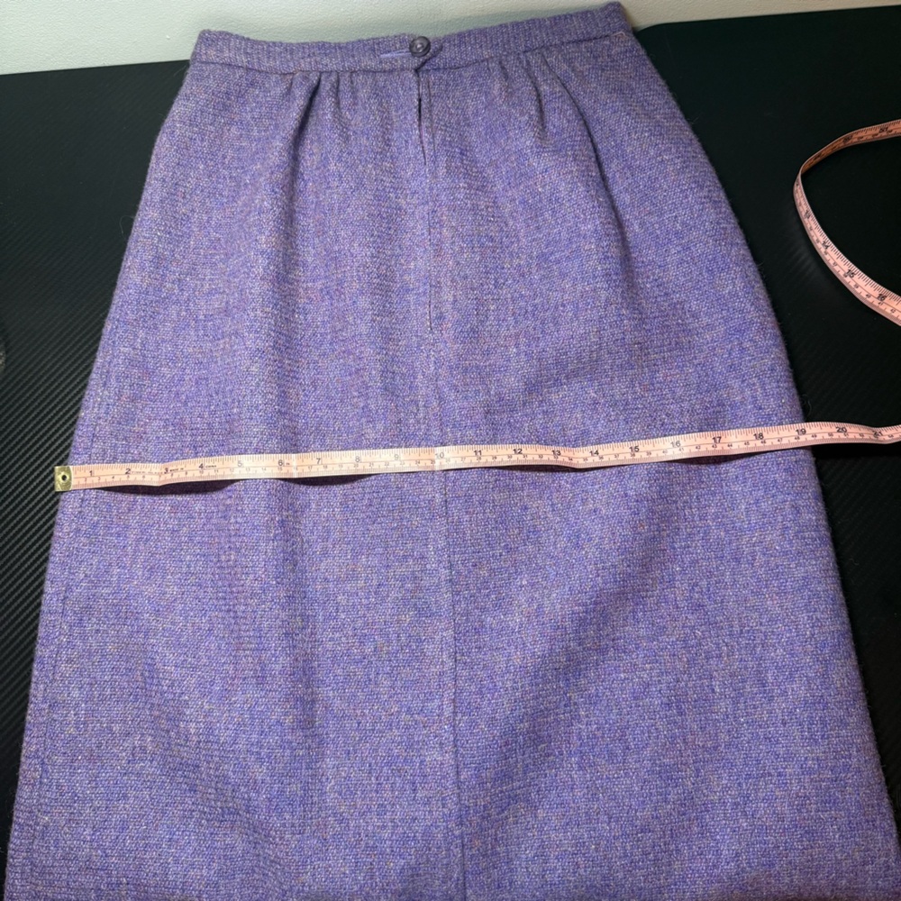 Vintage Avoca Handweavers Ireland Purple Wool  Skirt Pink Satin Lined Sz S - Picture 8 of 11
